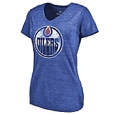 Women's Edmonton Oilers Distressed Team Primary Logo Tri Blend T-Shirt Royal FengYun,baseball caps,new era cap wholesale,wholesale hats